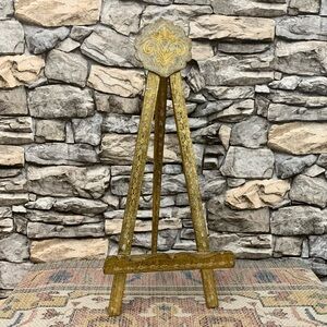 #03 Rare 20” Vintage Italian Florentine Florentia Gilt Wood Easel Display Stand
